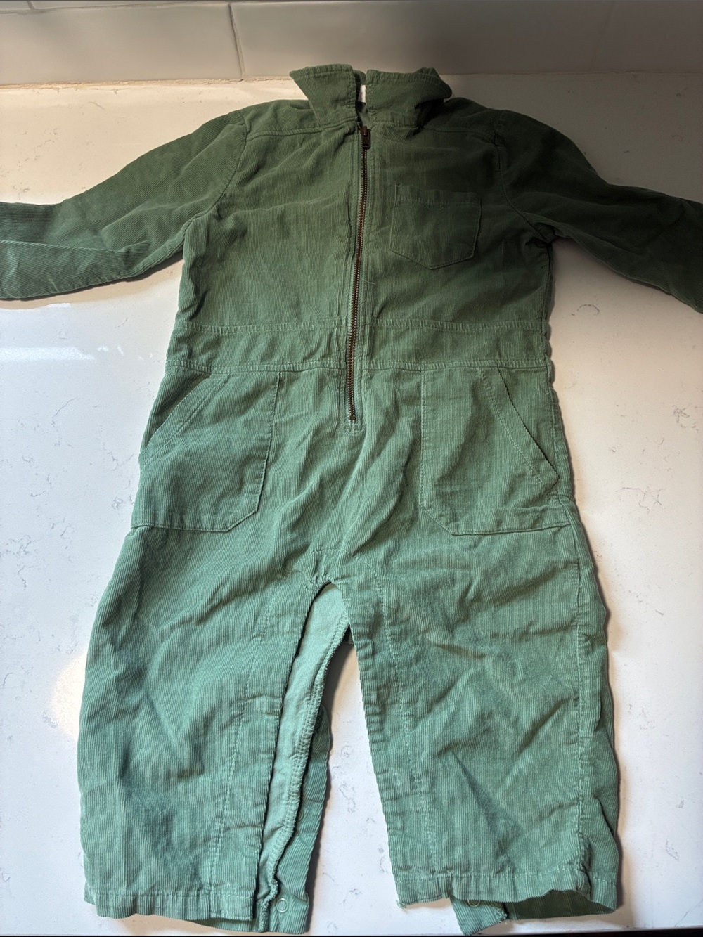 Angel Dear Green Long-Sleeve Zip Front One-Piece